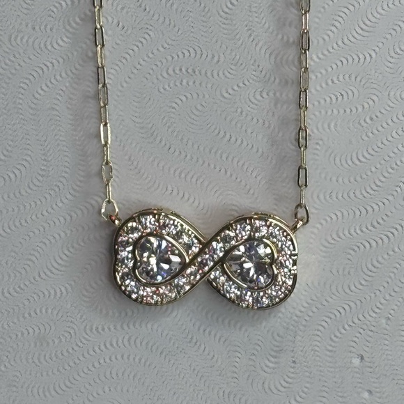 Infinity Crystal Pendant 14k Gold Plated Made with Swarovski Crystals 16-18inch - Picture 6 of 6